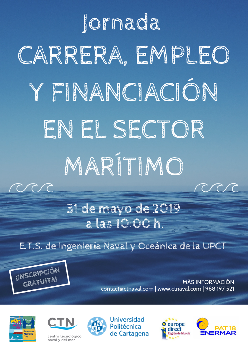 Cartel Jornada carrera, empleo y financiación en el sector marítimo